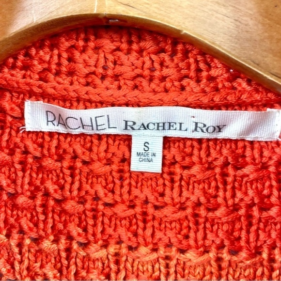 Rachel Roy Orange Tan Ombre Cable Knit Zip Cardigan Size S - Picture 5 of 5